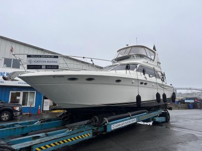 white yacht dry-docked by ignition marine - ignition marine yacht services